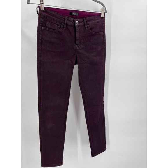 Aqua Womens Size 26 Jackie Purple Denim Colored Skinny Jeans Mid Rise Trousers - Picture 3 of 9